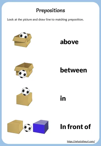 Learn Prepositions by Matching them with Pictures worksheet preview