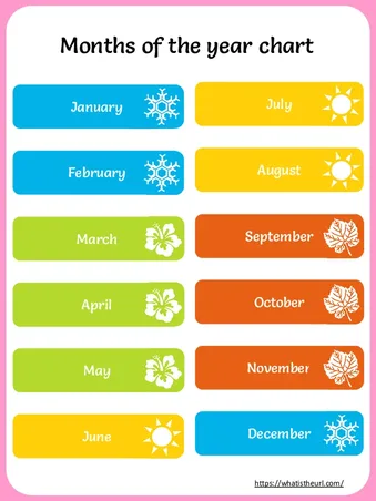Months of the year chart worksheet preview