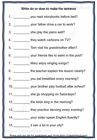 Do or Does Worksheet with Answers worksheet preview