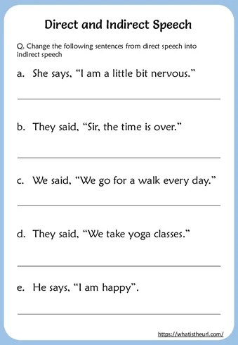 Direct & Indirect Speech Worksheets for 5th Grade worksheet preview Direct & Indirect Speech Worksheets for 5th Grade worksheet preview