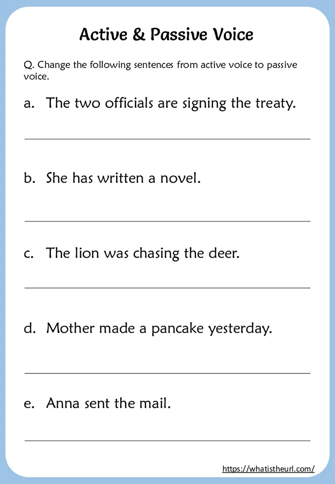 Active & Passive Voice Worksheets  for 6th grade