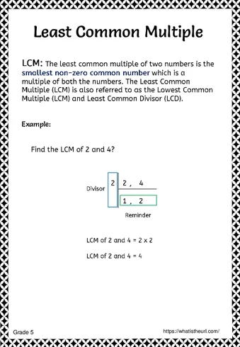 Least Common Multiple (LCM) Worksheets worksheet preview