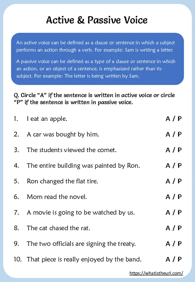 Active & Passive Voice Worksheets
