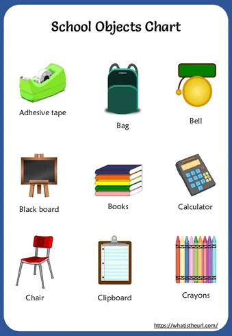Printable School objects worksheets worksheet preview