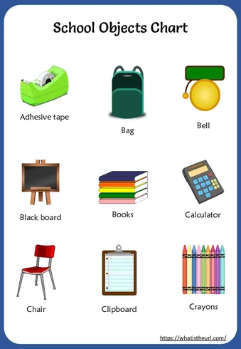 Printable School objects chart worksheet preview Printable School objects chart worksheet preview
