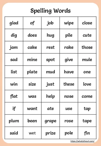 100 Important Spelling Words for 2nd Grade worksheet preview