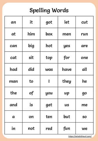 100 Important Spelling Words for Grade 1 worksheet preview 100 Important Spelling Words for Grade 1 worksheet preview
