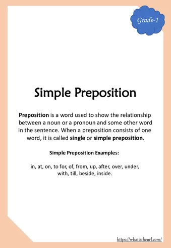 Preposition Worksheets for Grade 1 worksheet preview Preposition Worksheets for Grade 1 worksheet preview