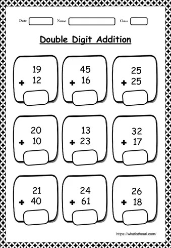 Double Digit Addition worksheet preview