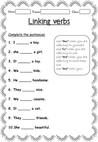 Worksheet on Linking Verbs Download worksheet preview Worksheet on Linking Verbs Download worksheet preview