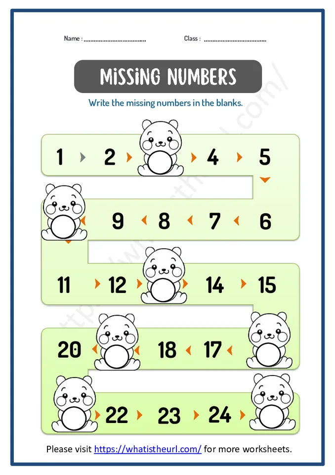 Missing Numbers Worksheets - Freebies