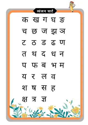 Hindi Vyanjan Chart worksheet preview