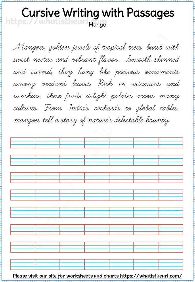 Cursive Writing Paragraph Worksheets