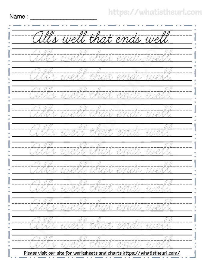 Tracing Cursive Proverbs Worksheet