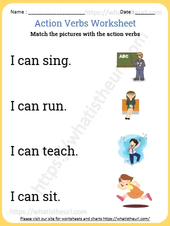 Match The Pictures With The Action Verbs