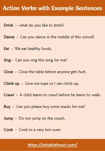 Action Verbs With Example Sentences