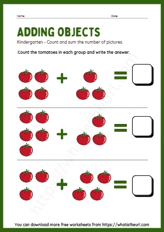 Kindergarten Count And Sum The Number Of Pictures