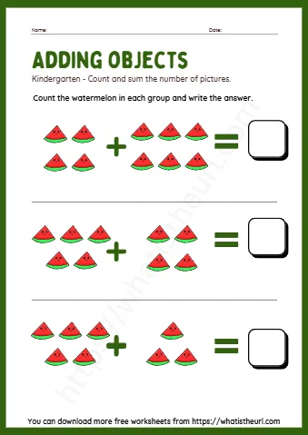 Kindergarten Count And Sum The Number Of Pictures
