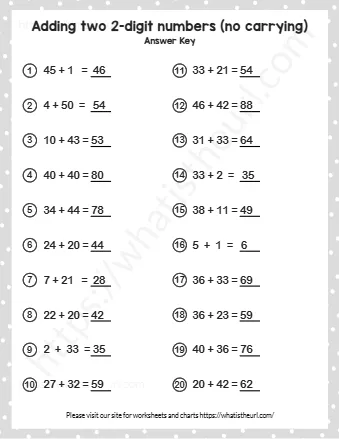 Adding Two 2 Digit Numbers No Carrying