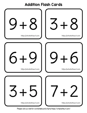 Addition Flash Cards Answer