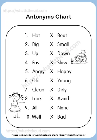 Antonyms Matching Worksheets For Kids
