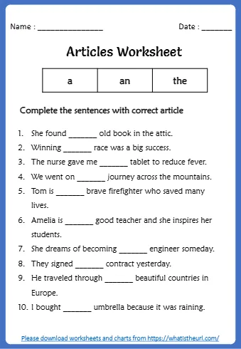 Please Worksheets And Charts From Articles