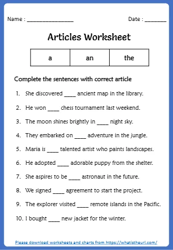 Please Worksheets And Charts From Articles