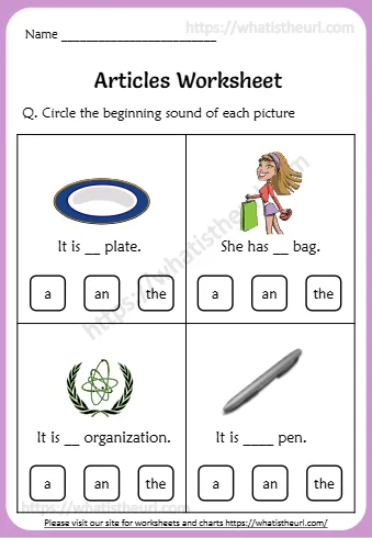 Articles A An The Worksheets For Kids