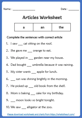 Please Worksheets And Charts From Articles