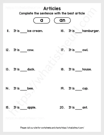 Complete The Sentence With The Best Article
