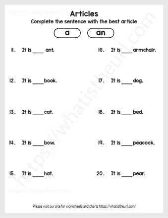 Complete The Sentence With The Best Article
