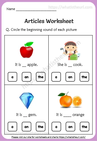 Articles A An The Worksheets For Kids
