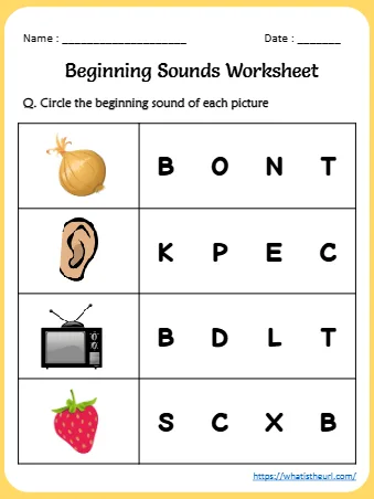 Beginning Sounds Worksheets Q