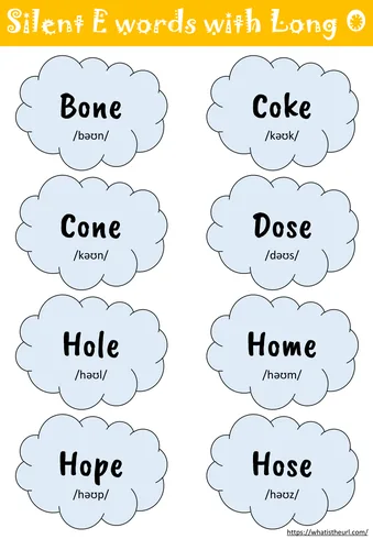 Chart & Worksheet on Silent "E" Words with Long "O" - Chart & Worksheet on Silent "E" Words with Long "O"