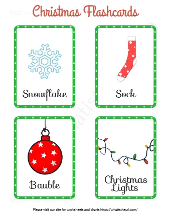 Christmas Flash Cards For Vocabulary