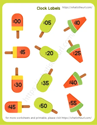 Clock Labels 00 05 10 15 20 25 30 35