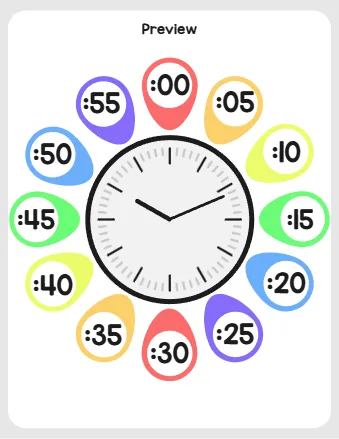 Clock Labels 00 05 10 15 20 25 30 35
