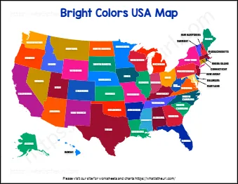 Bright Colors USA Map
