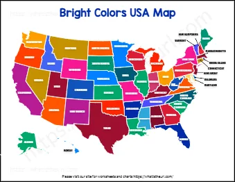 Bright Colors USA Map