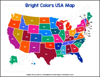Bright Colors USA Map