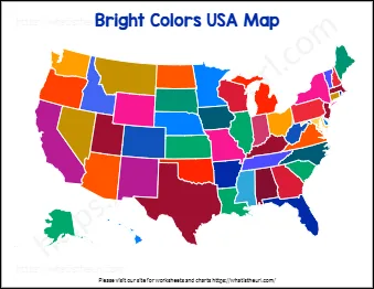 Bright Colors USA Map