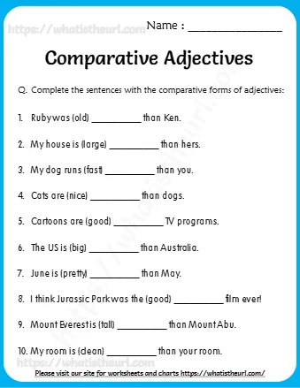 Q Complete The Sentences With The Comparative Forms Of Adjectives