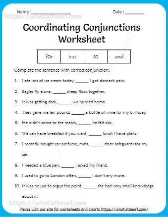Conjunctions Worksheet