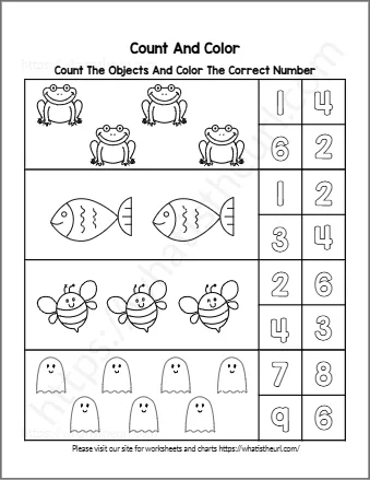 Count The Objects And Color The Correct Number