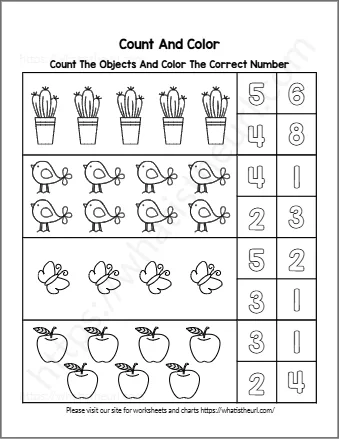 Count The Objects And Color The Correct Number