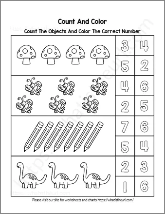 Count The Objects And Color The Correct Number