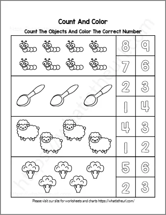 Count The Objects And Color The Correct Number