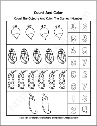 Count The Objects And Color The Correct Number