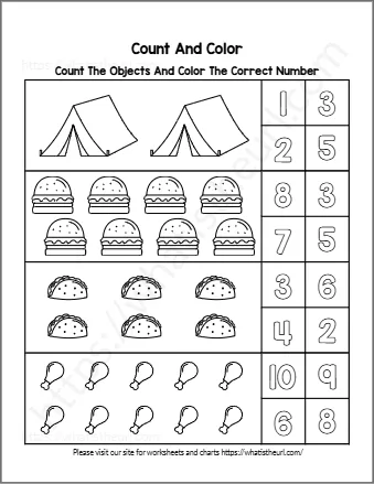 Count The Objects And Color The Correct Number
