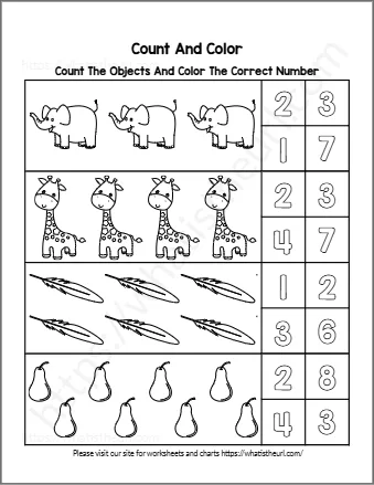 Count The Objects And Color The Correct Number